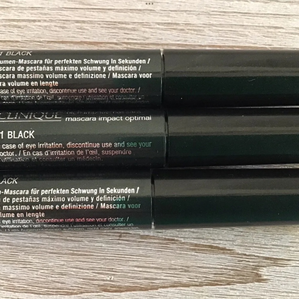 NEW CLINIQUE LOT OF 3 HIGH IMPACT MASCARAS DELUXE TRAVEL SZ 0.14 oz 01 BLACK